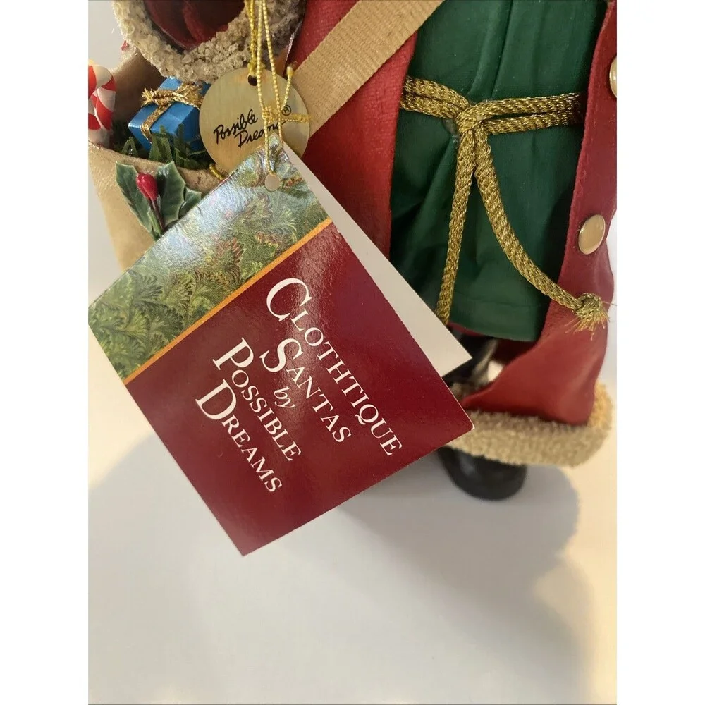 Clothtique POSSIBLE DREAMS 1994 Santa Figure Bottle Brush Tree Bag Toy Christmas